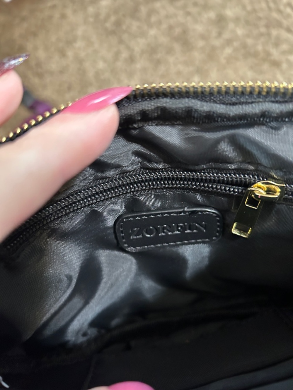 Men's Black Belt Bag with Gold Hardware - Picture 5 of 5